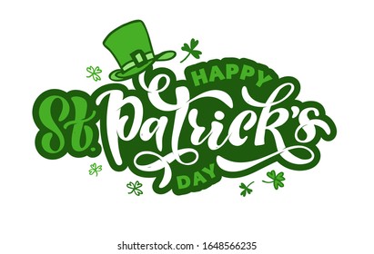 Happy St.Patrick's Day - hand drawn doodle lettering postcard. Greeting card.