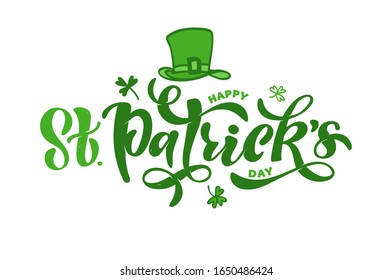 Happy St.Patrick's Day - hand drawn doodle lettering postcard. Greeting card.