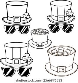 Happy St.Patricks Day hat elements colouring page