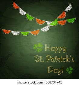 Happy St.Patrick's Day on chalkboard background. Vector illustration