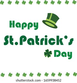 Happy St.Patrick's Day on White Background Have a magic hat and shamrock vector