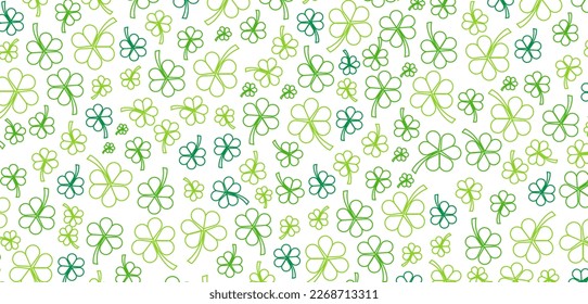 Happy St.Patrick's Day Pattern background with shamrock clover leaf. saint patrick's day festival background. Clover shamrock leaf pattern  vector for Saint Patrick's Day 17 march event celebration.  