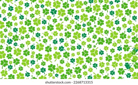 Happy St.Patrick's Day Pattern background with shamrock clover leaf. saint patrick's day festival background. Clover shamrock leaf pattern  vector for Saint Patrick's Day 17 march event celebration.  