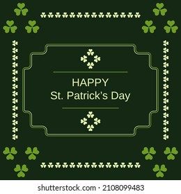 Happy St.Patrick's Day retro style vector illustration with clover leaves and elegant frame
