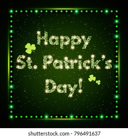 Happy St.Patrick's Day with shining Background. Vector illustration
