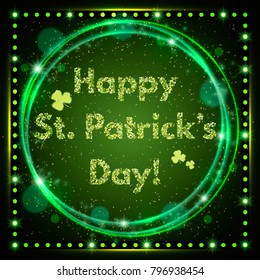 Happy St.Patrick's Day with shining Background. Vector illustration