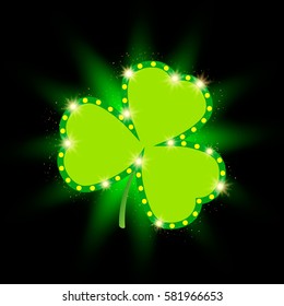 Happy St.Patrick's Day with shining Shamrock Background. Vector illustration