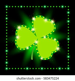 Happy St.Patrick's Day with shining Shamrock Background. Vector illustration