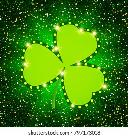 Happy St.Patrick's Day with shining Shamrock Background. Vector illustration