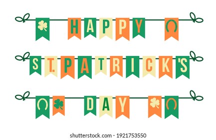 happy st.patrick's day, vector flags garland in irish flag colors