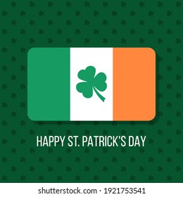 happy st.patrick's day, vector greeting card with irish flag
