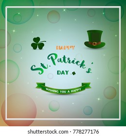 Happy St.Patrick's Day,blurred bokeh with star light on colorful background