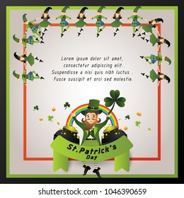 happy St.Patrick's day,Leprechaun character and elements for decoration,presentation ,commercial poster or greeting card,cute cartoon vector illustration,space for text