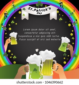 happy St.Patrick's day,Leprechaun character and elements for decoration,presentation ,commercial poster or greeting card,cute cartoon vector illustration,space for text