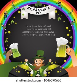 happy St.Patrick's day,Leprechaun character and elements for decoration,presentation ,commercial poster or greeting card,cute cartoon vector illustration,space for text