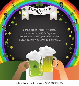 happy st.Patrick's day,Leprechaun character and elements for decoration,poster or greeting card,cute cartoon vector illustration,space for text