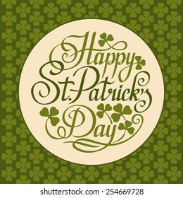 Happy St.Patric's Day lettering in a circle beermat clover vector illustration