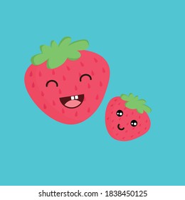 Happy Strawberries cute illustration vector