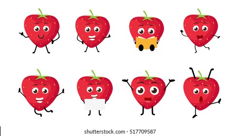 Happy Strawberry Cartoon Character