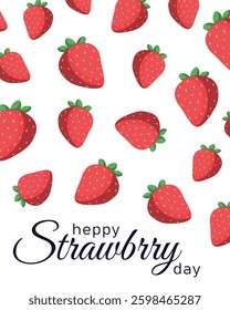 Happy Strawberry Day, postcard on white background