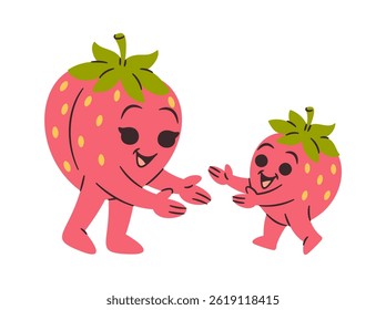 Happy strawberry family hand drawn