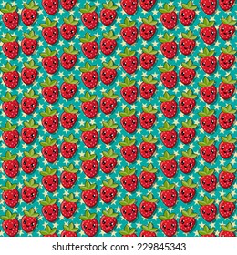Happy strawberry seamless pattern for design