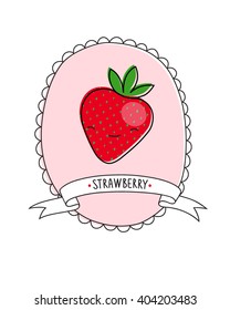 Happy strawberry vector illustration.