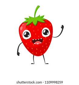 Cute Happy Strawberry Character Funny Fruit Stock Vector (Royalty Free ...