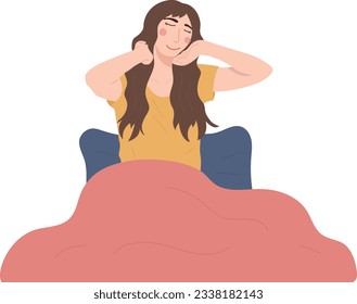 Happy Stretching Woman Wake Up In The Morning Illustration Graphic Cartoon Art