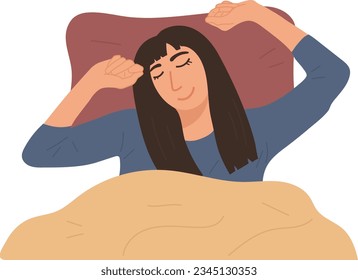 Happy Stretching Woman Wake Up In The Morning Illustration Graphic Cartoon Art