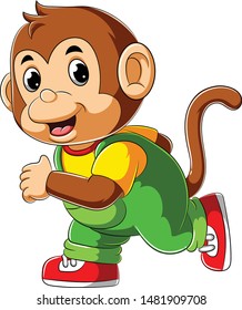 Happy strong monkey cartoon running