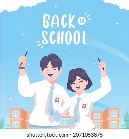 happy student back to school illustration background