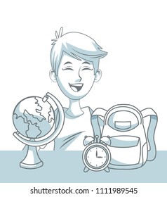Happy student boy cartoon
