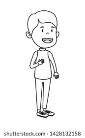 happy student boy comic character