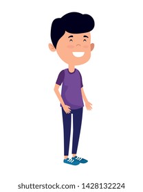 happy student boy comic character