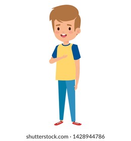 happy student boy comic character