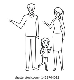 happy student boy with couple teachers