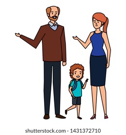 happy student boy with couple teachers
