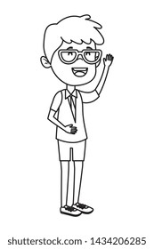 happy student boy with glasses