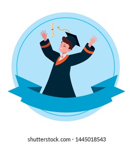 happy student boy graduated celebrating