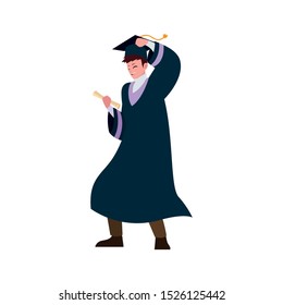 happy student boy graduated celebrating vector illustration design