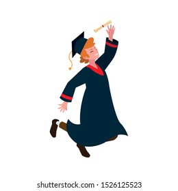 happy student boy graduated celebrating vector illustration design