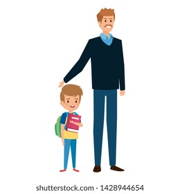 happy student boy with male teacher