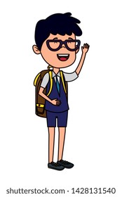 happy student boy with schoolbag