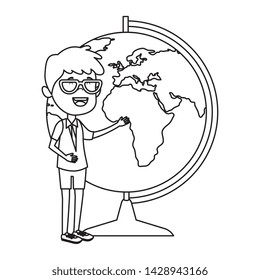 Happy Student Boy World Map Supply Stock Vector (Royalty Free) 1428943166