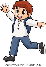 Happy Student Cartoon Colored Clipart Illustration