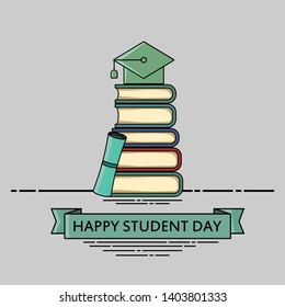 Happy Student Day vector illustration with Graduation cap