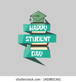 Happy Student Day vector illustration with Graduation cap