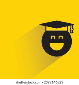 happy student emoji with shadow on yellow background