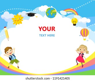 Happy student and frame